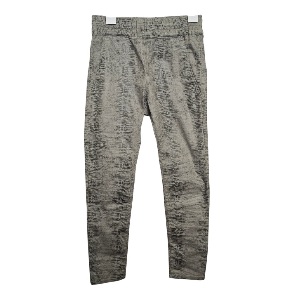 Flog Womens Sz 24 Gray Reptile Snakeskin Print Slim Tapered Pull On Pants